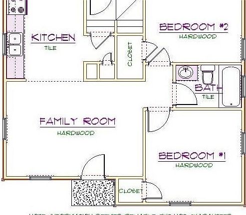 Entry Level Plan featuring the Kitchen, Family Room, 2 Bedrooms, and Full Bathroom.