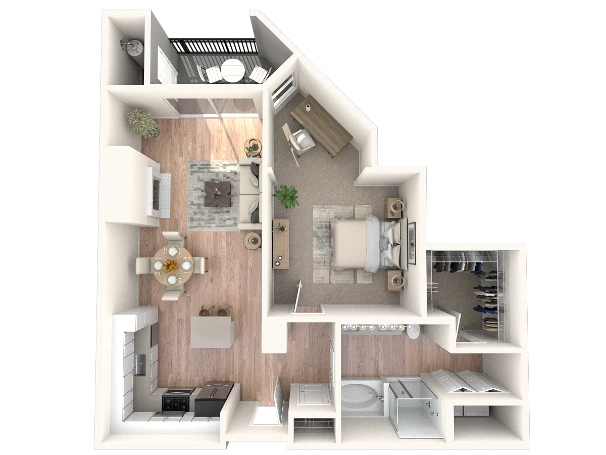 Floor plan A1 857 | 1 Bed | 1 Bath