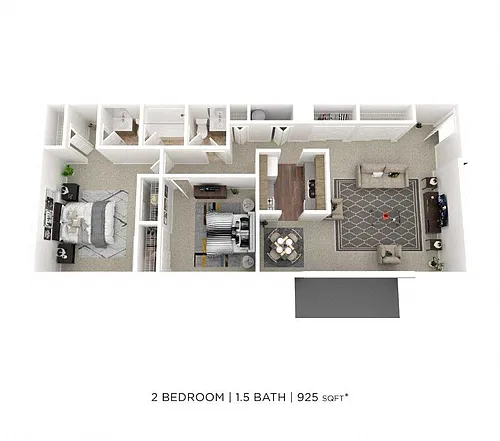 Floor plan Two Bedroom 1.5 Bath - 925 sqft