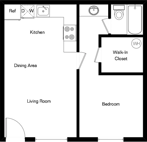Floor plan 1 Bed 1 Bath