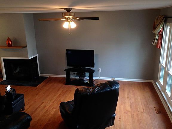 Living room with new hardwood floors.