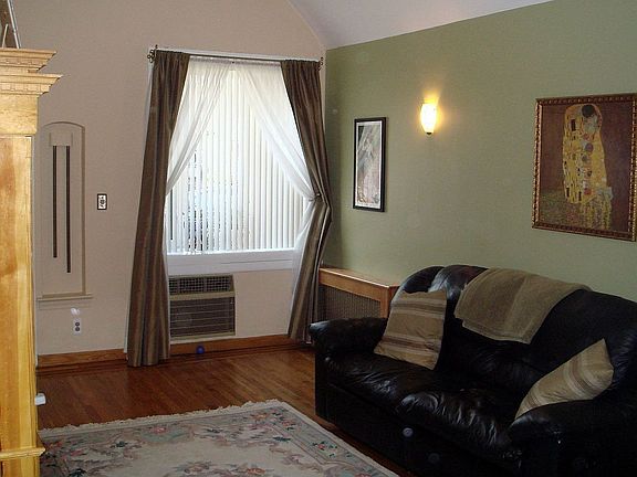 living room with vaulted ceiling