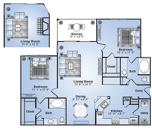 Floor plan 2x2BcT1