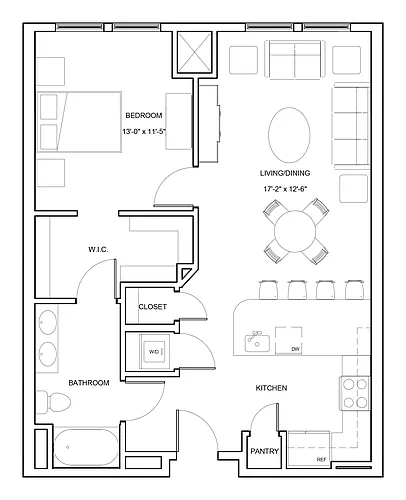 Floor plan 1 Bed/1 Bath-A3-Magothy