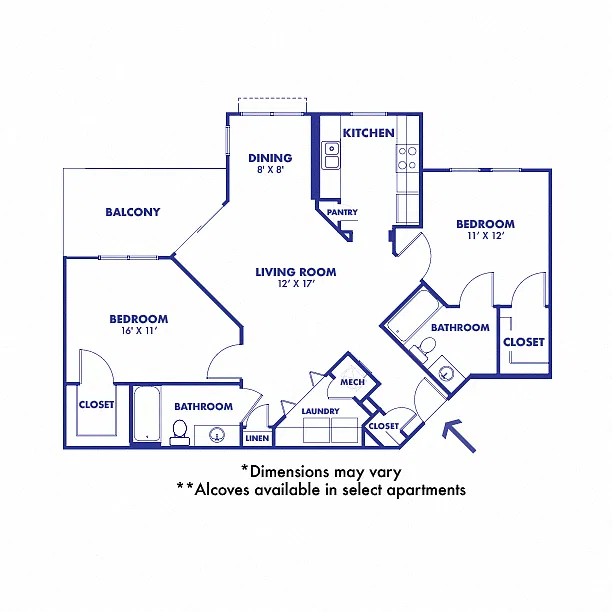Floor plan 2 Bedroom Large