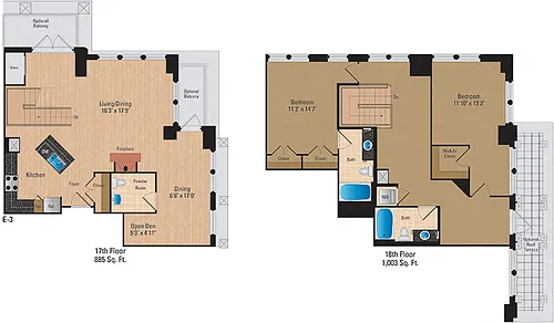 Floor plan 2 Bedroom + Den, 2 Bath 1888 SF BDP5