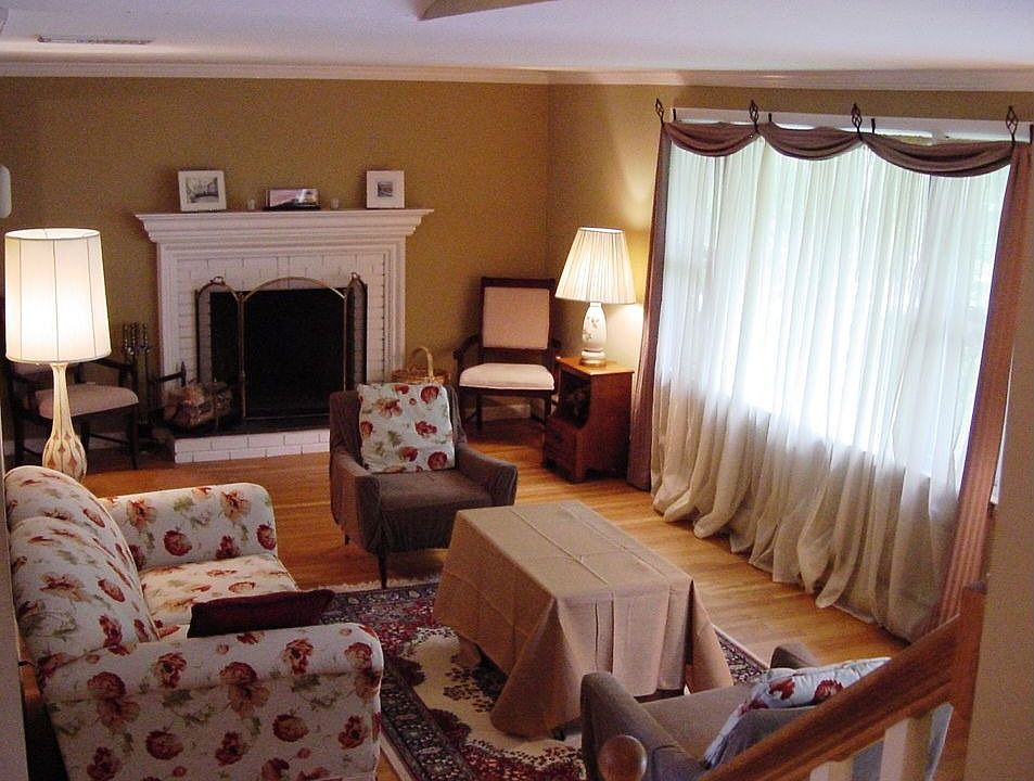 Spacious Living Room with Fireplace