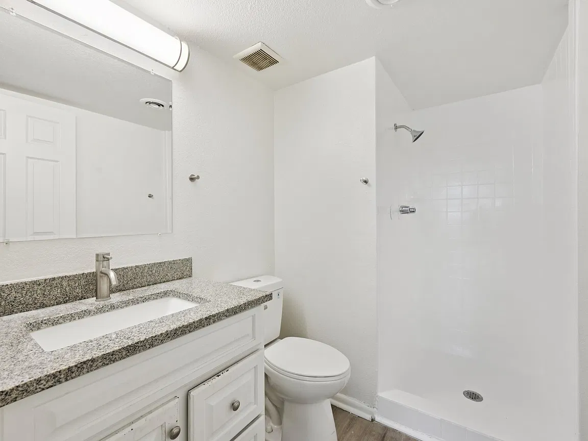 Representative apartment bathroom at Cornell Apartments.