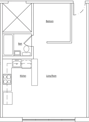 Floor plan 1 Bed x 1 Bath