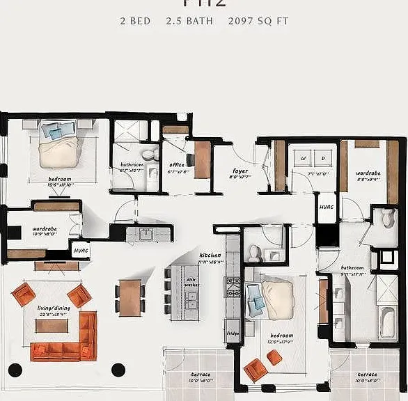 PH2 | 2 Bed 2.5 Bath 2,097 square feet PH2 | 2 Bed 2.5 Bath 2,097 square feet