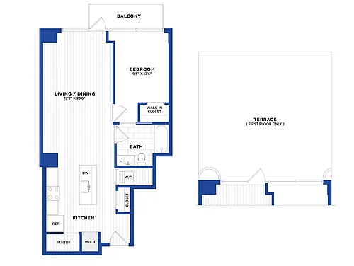 Floor plan 1 Bed/1 Bath-P2.1