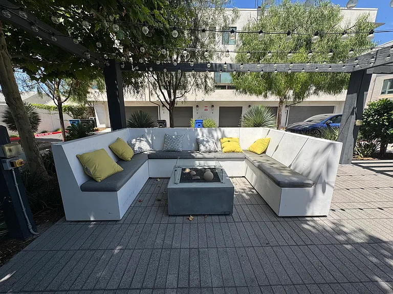 Community seating area with firepit