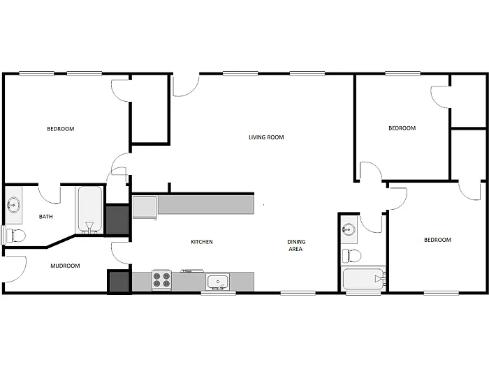 Floor plan 3 Bed / 2 Bath: Type D