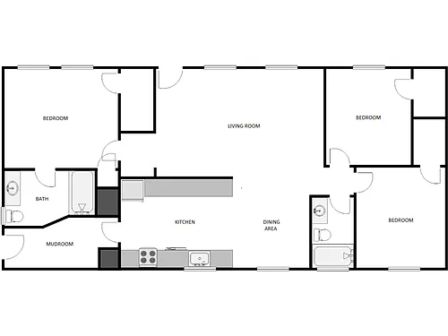 Floor plan 3 Bed / 2 Bath: Type D