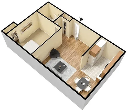 Floor plan 1Bed 1 Bath
