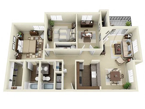 Floor plan 2x2 w/Den (Premium)