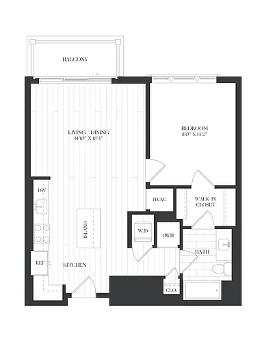 Floor plan 1 Bed/1 Bath-1B-2-The Barrett