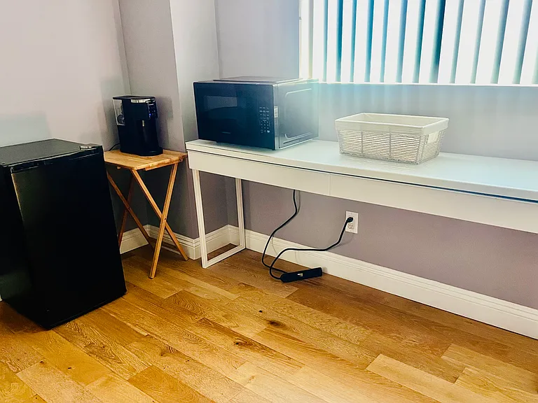 Guests can use mini fridge, microwave and coffee maker located in the hallway upstairs on the 2nd floor next to the bedrooms.