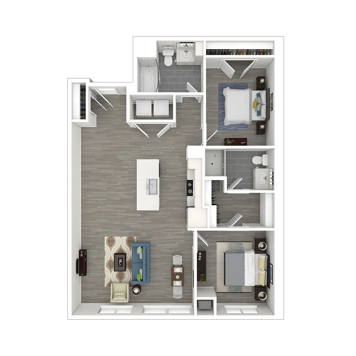 Floor plan 2 Bedroom 2B 2C 2D 2F & 2H - Market