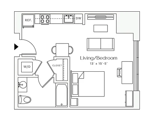 Floor plan BISBY - Studio One Bathroom
