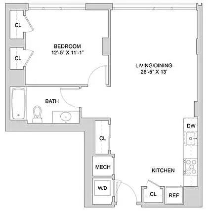 Floor plan 1 Bed_1 Bath-A1_1BR_F