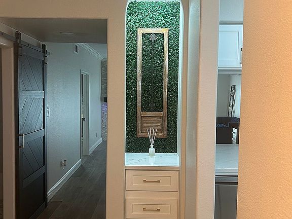 Custom arched lighted niche 