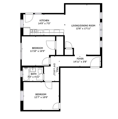 Floor plan Dove 2Bed