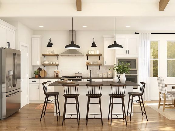 Kitchen with pendant lighting
