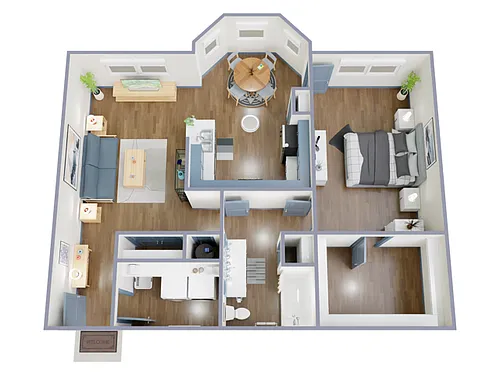 Floor plan 1 Bed, 1 Bath Upgraded