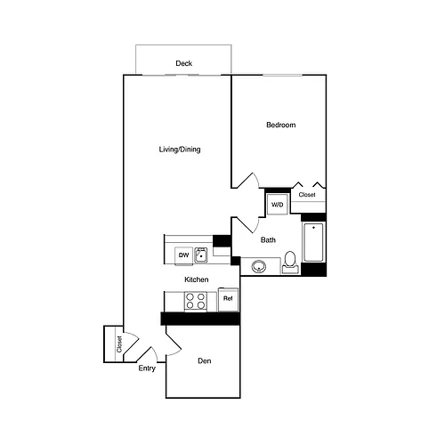 Floor plan 1 Bed 205, 307, 407 - SE
