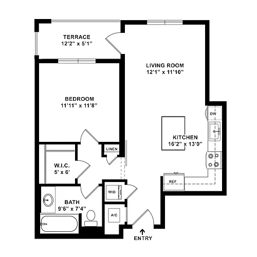 Floor plan 1 Bed/1 Bath-A4
