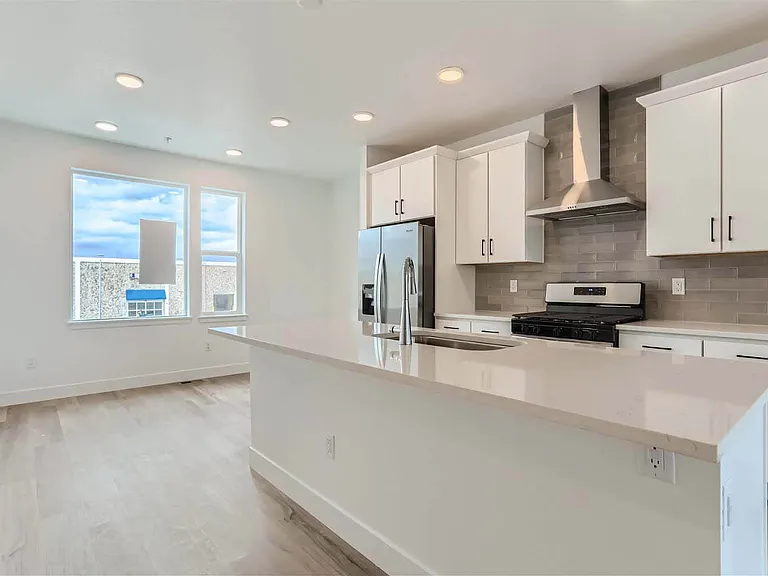 Kitchen and dining with mountain views
