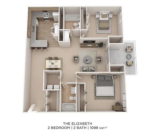Floor plan Two Bedroom 2 Bath
