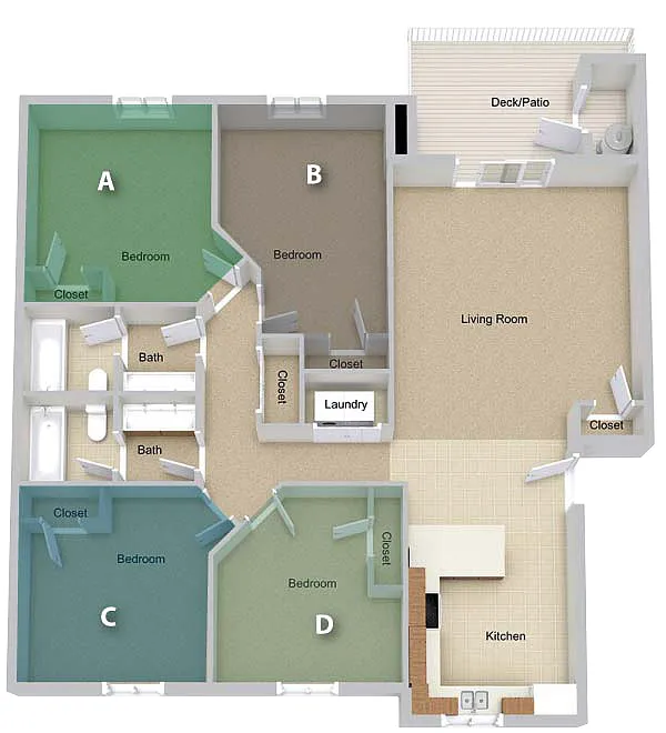 Floor plan By The Person Pricing - Four Bedroom