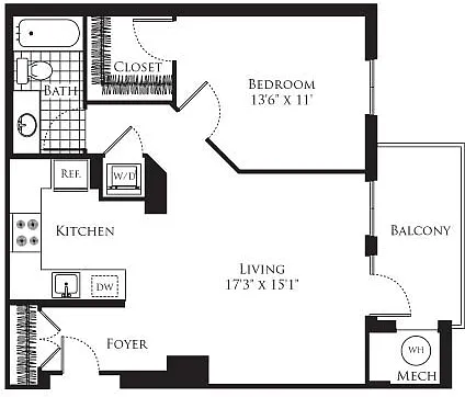 Floor plan 1 Bedroom- 751