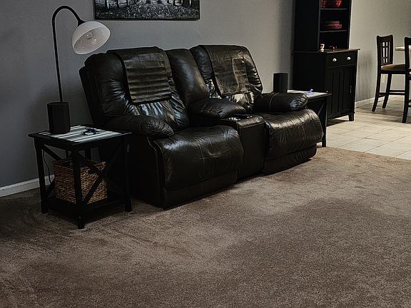 Den with large smart TV