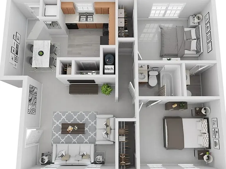 A photo of our 2x1.5 floor plan, The Garrison.