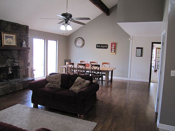 Open dining and living area