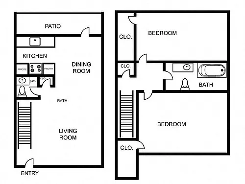 Floor plan B2 - 2BR Townhome