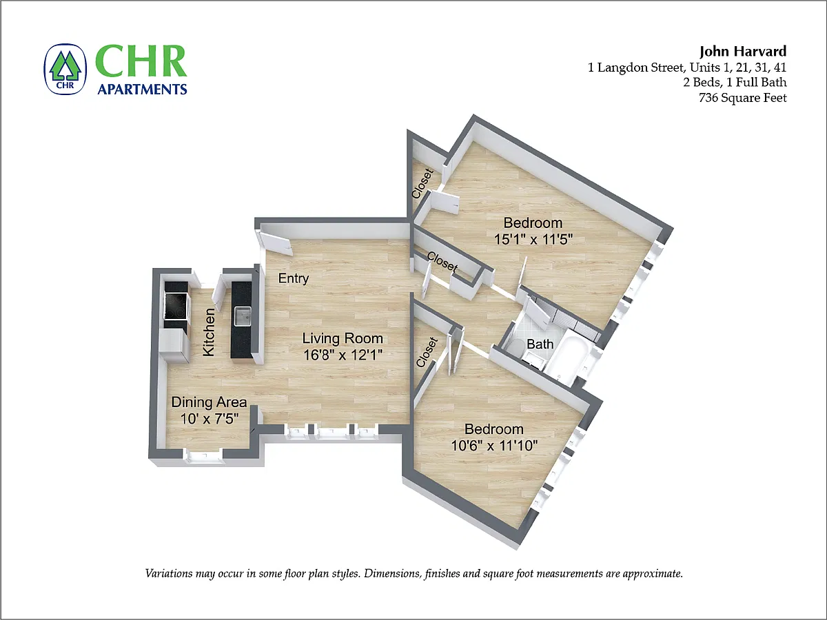 Floor plan John Harvard - 2 Bedroom