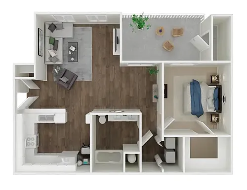 Floor plan 1BD, 1BTH B