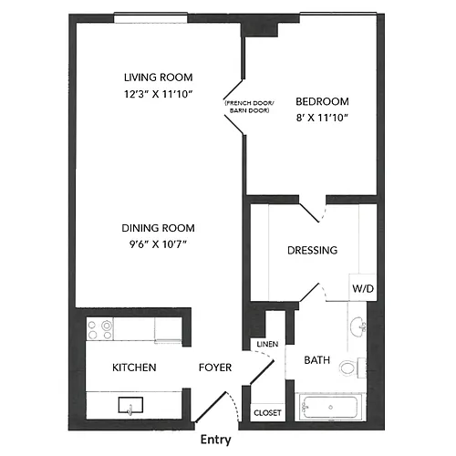 Floor plan Studio, 1 Bath 565 SF 01