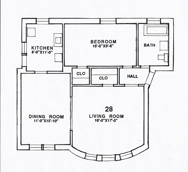 Floor plan 1 Bedroom - 1 Bathroom