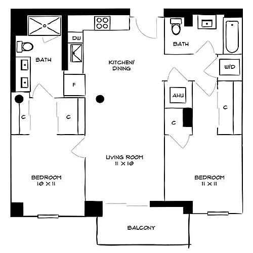 Floor plan The Gardens 2A