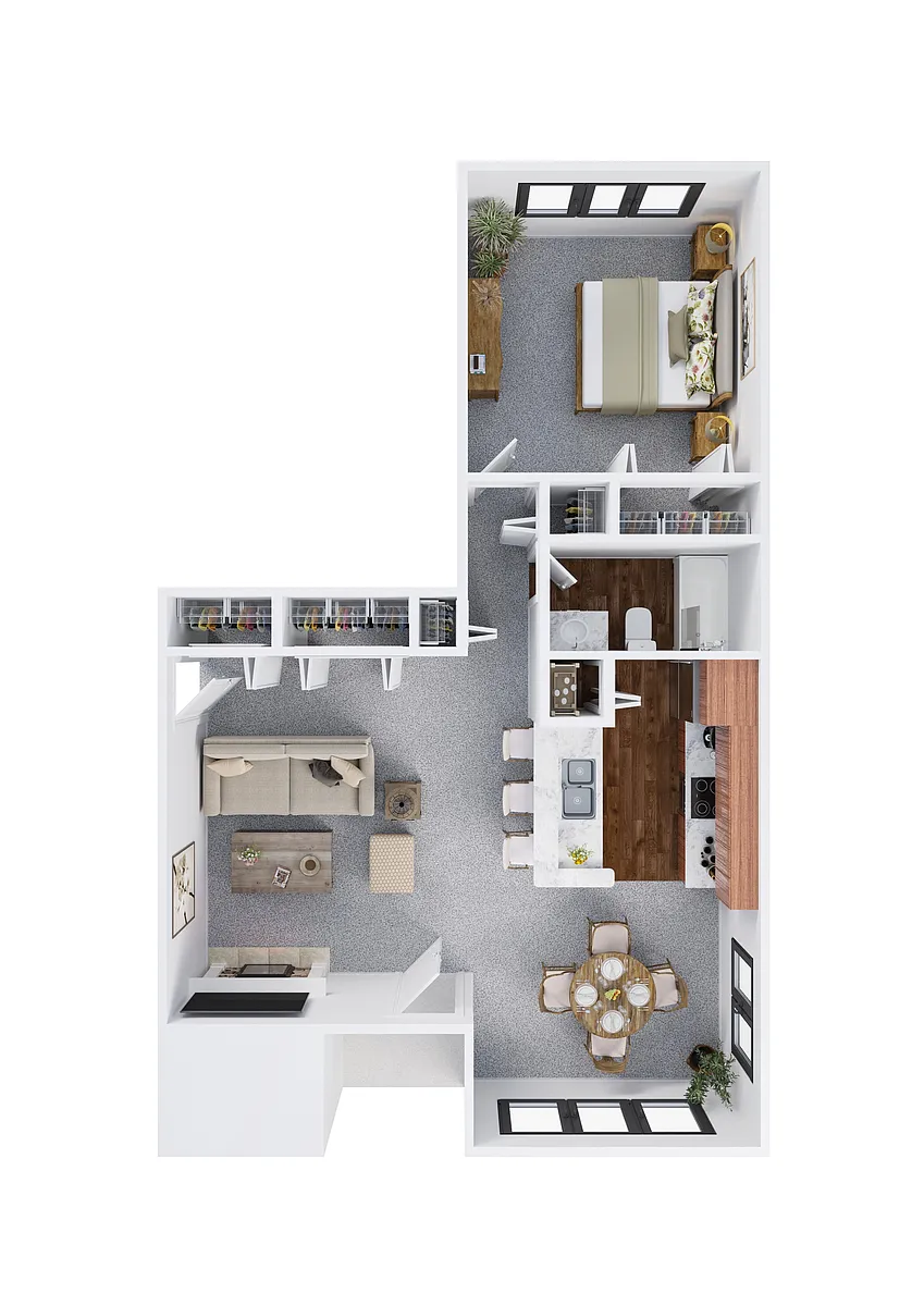 Floor plan One Bedroom - River View