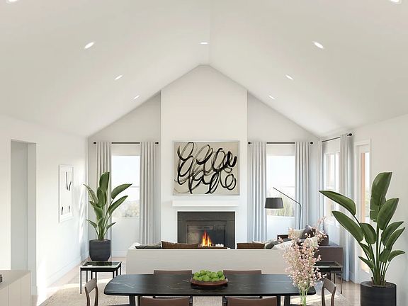 Great room with vaulted ceiling