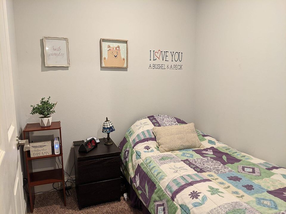 Small room with a twin bed and no window or closet. Great for younger kids that like a dark room to nap in.
