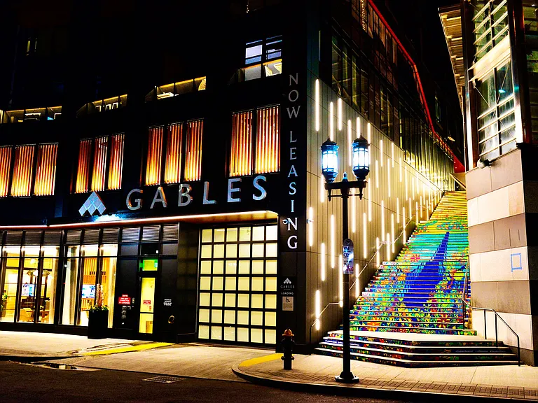 Gables Seaport Exterior and Steps at Night
