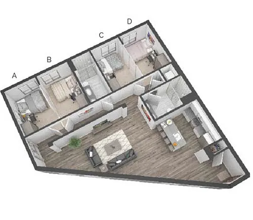 Floor plan 4BR/2BA - Monterey