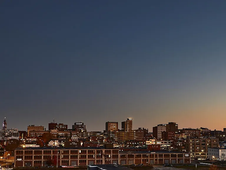 The city view from the roof at The Linden